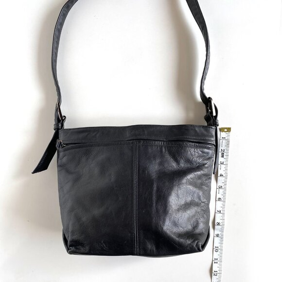 SAS Leather Bucket Handbag Shoulder Crossbody Adjustable Strap Black - Picture 15 of 16